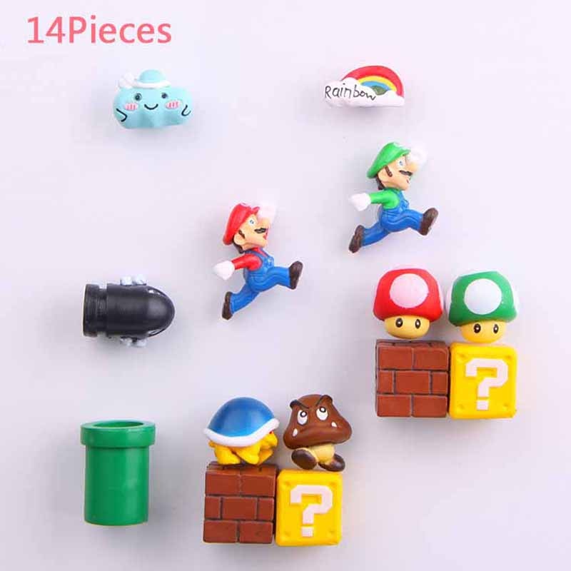 Super Mario Fridge Magnets: 8-Piece 3D Resin Decor Set
