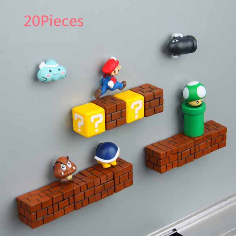 Super Mario Fridge Magnets: 8-Piece 3D Resin Decor Set