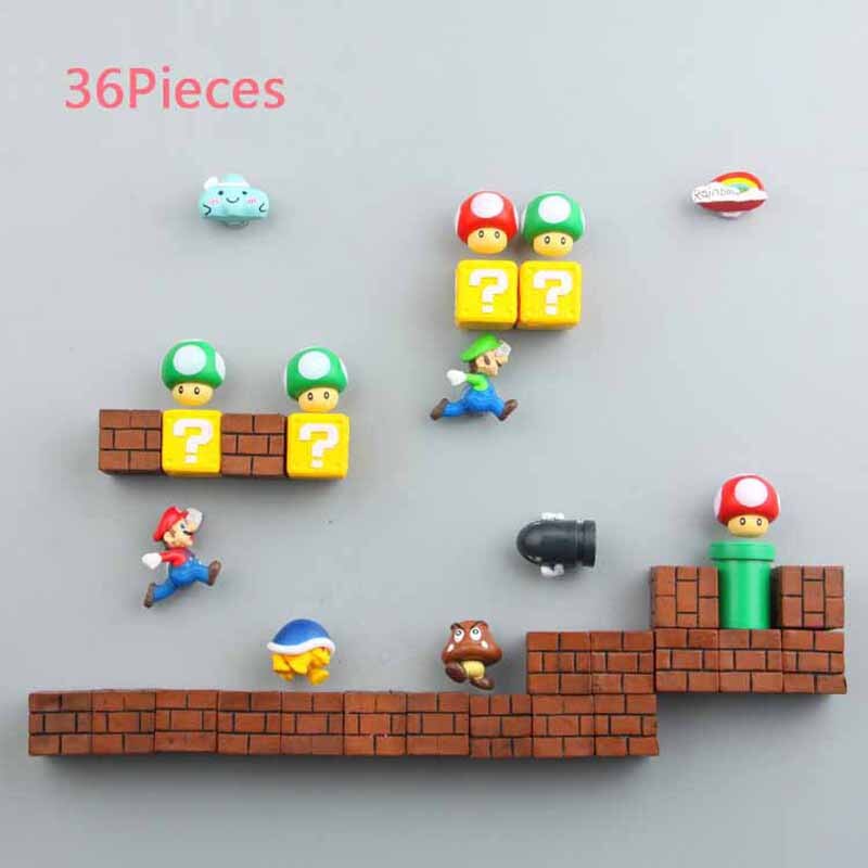 Super Mario Fridge Magnets: 8-Piece 3D Resin Decor Set