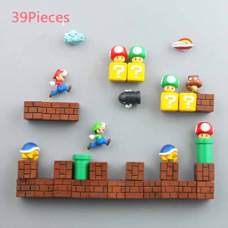 Super Mario Fridge Magnets: 8-Piece 3D Resin Decor Set