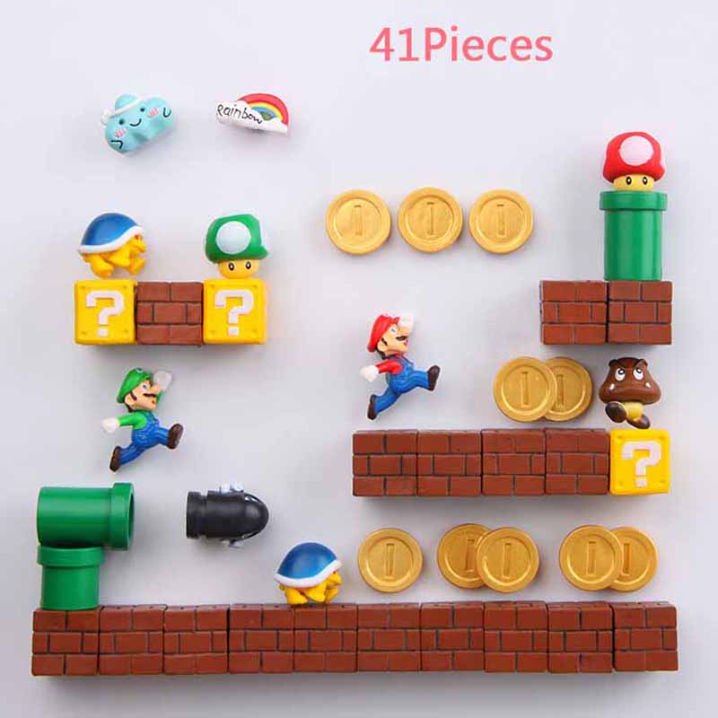 Super Mario Fridge Magnets: 8-Piece 3D Resin Decor Set