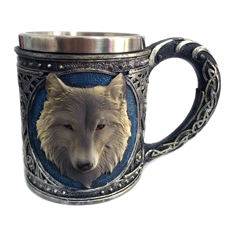 3D Wolf Mug with Stainless Steel Liner for Coffee & Beer