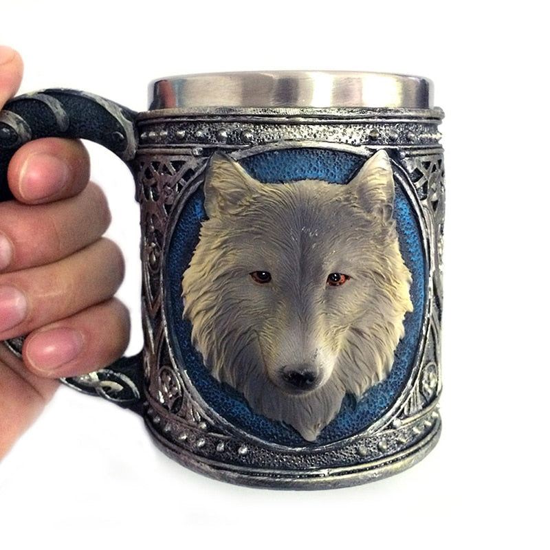3D Wolf Mug with Stainless Steel Liner for Coffee & Beer
