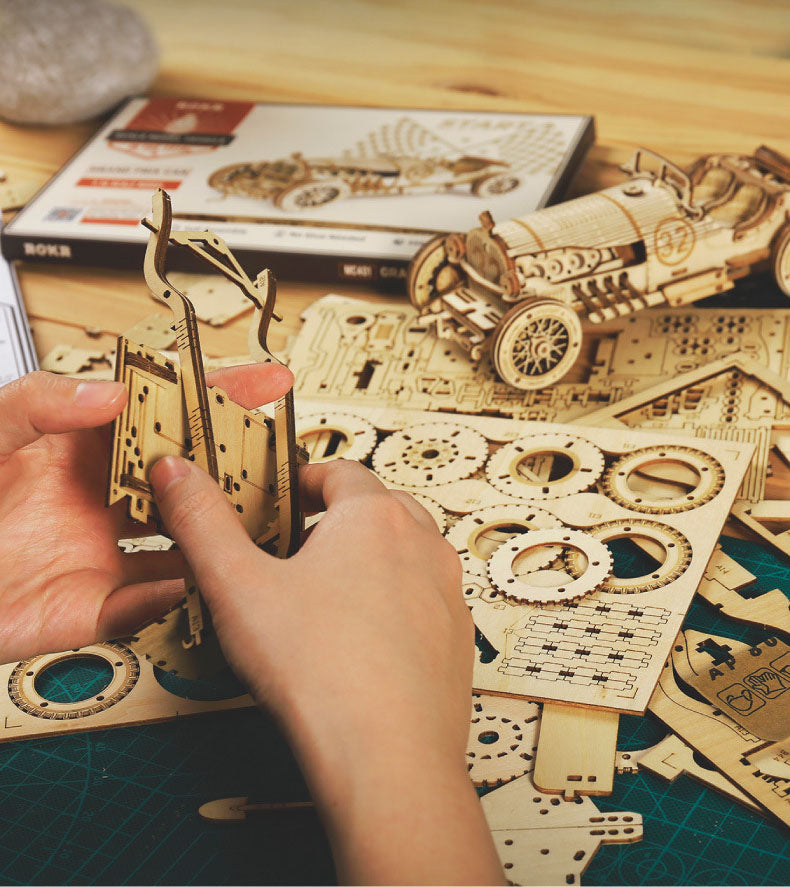 Wooden 3D Train Puzzle Model for Creative Building