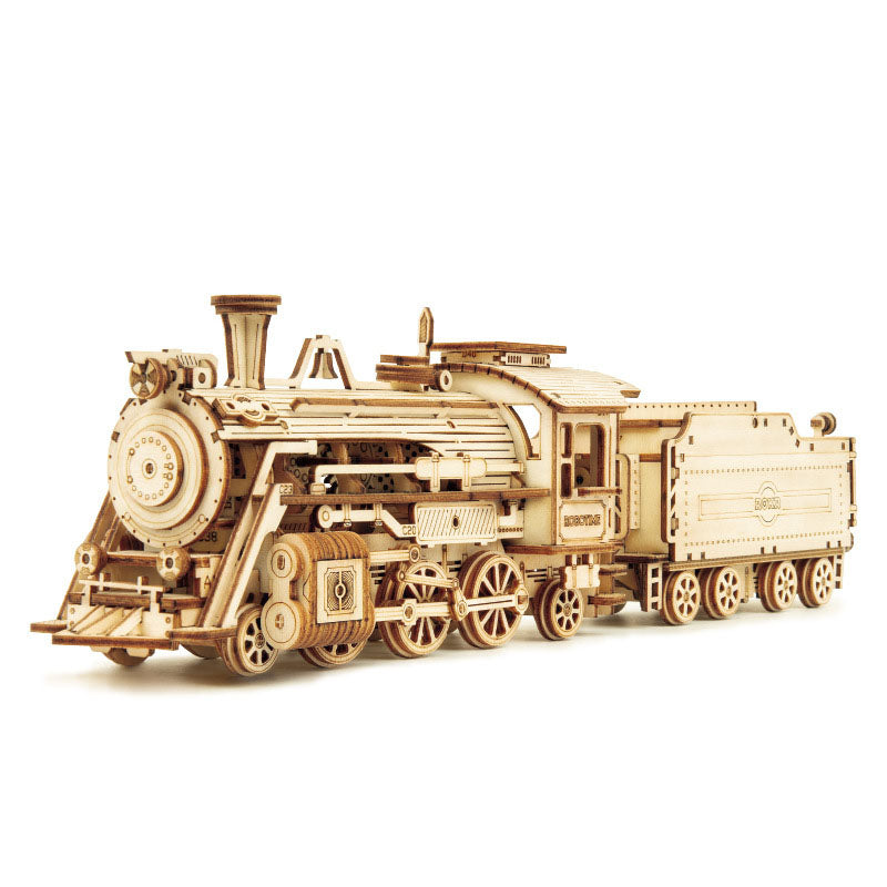 Wooden 3D Train Puzzle Model for Creative Building