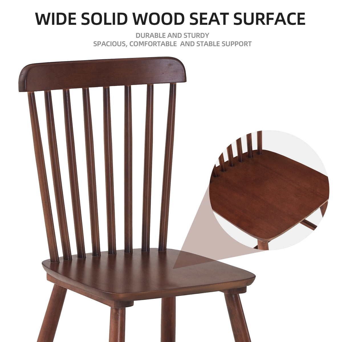 Walnut Spindle-Back Dining Chairs, Solid Wood Set of 4