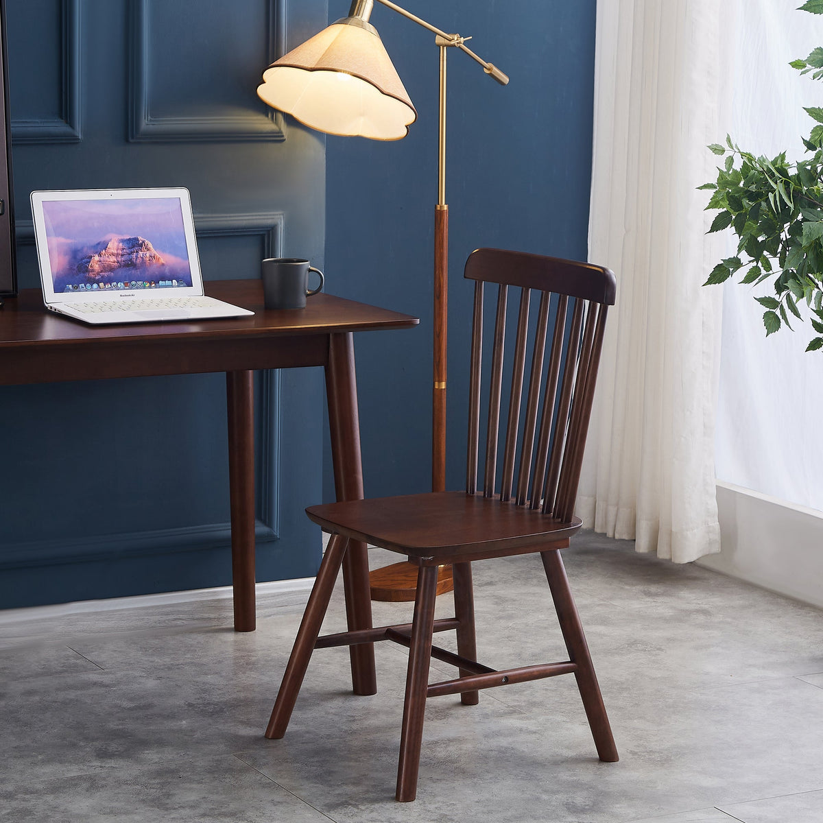Walnut Spindle-Back Dining Chairs, Solid Wood Set of 4