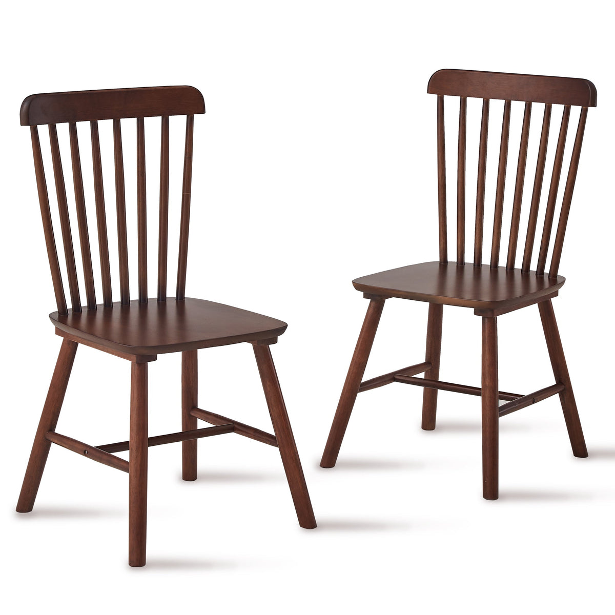Walnut Spindle-Back Dining Chairs, Solid Wood Set of 4