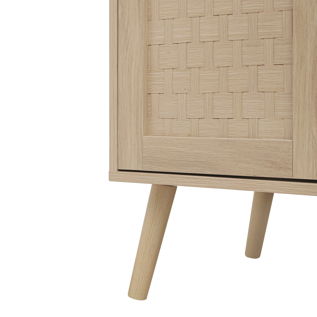 Woven Door Sideboard Buffet Cabinet with Adjustable Shelves