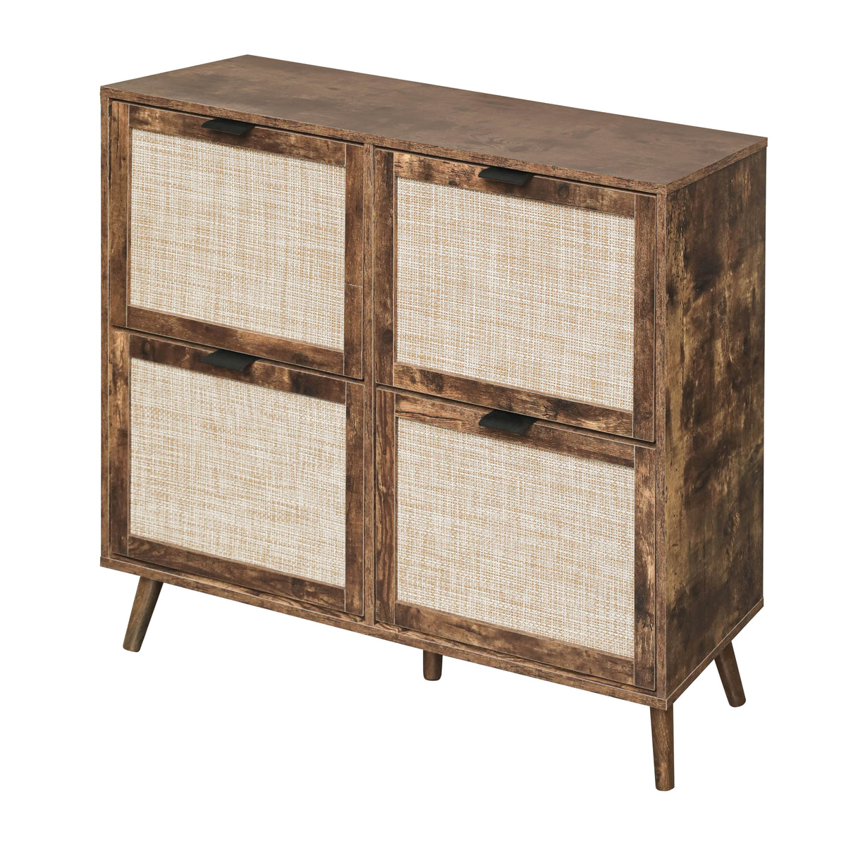 Entryway Shoe Rack Cabinet with Hidden Rustic Storage