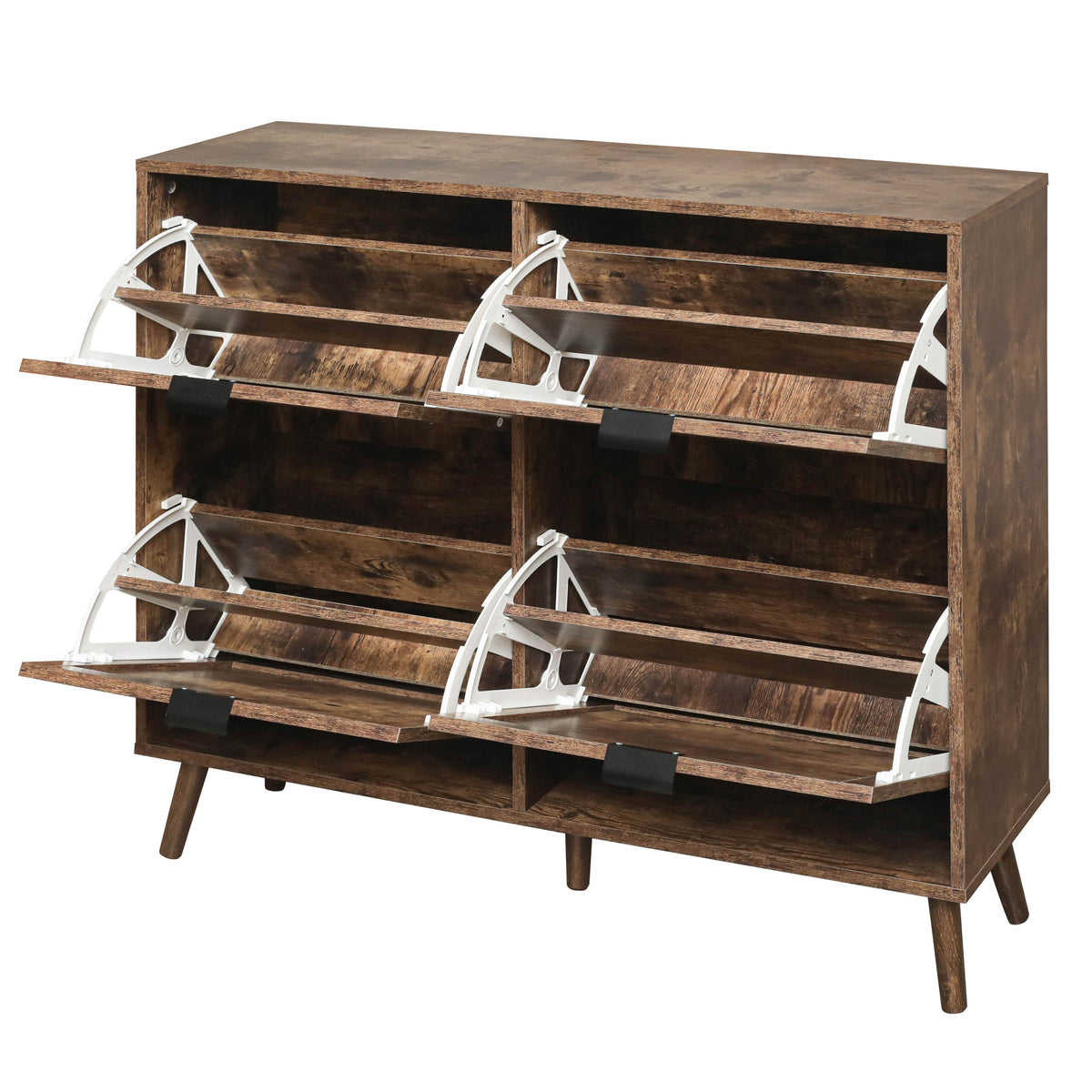 Entryway Shoe Rack Cabinet with Hidden Rustic Storage