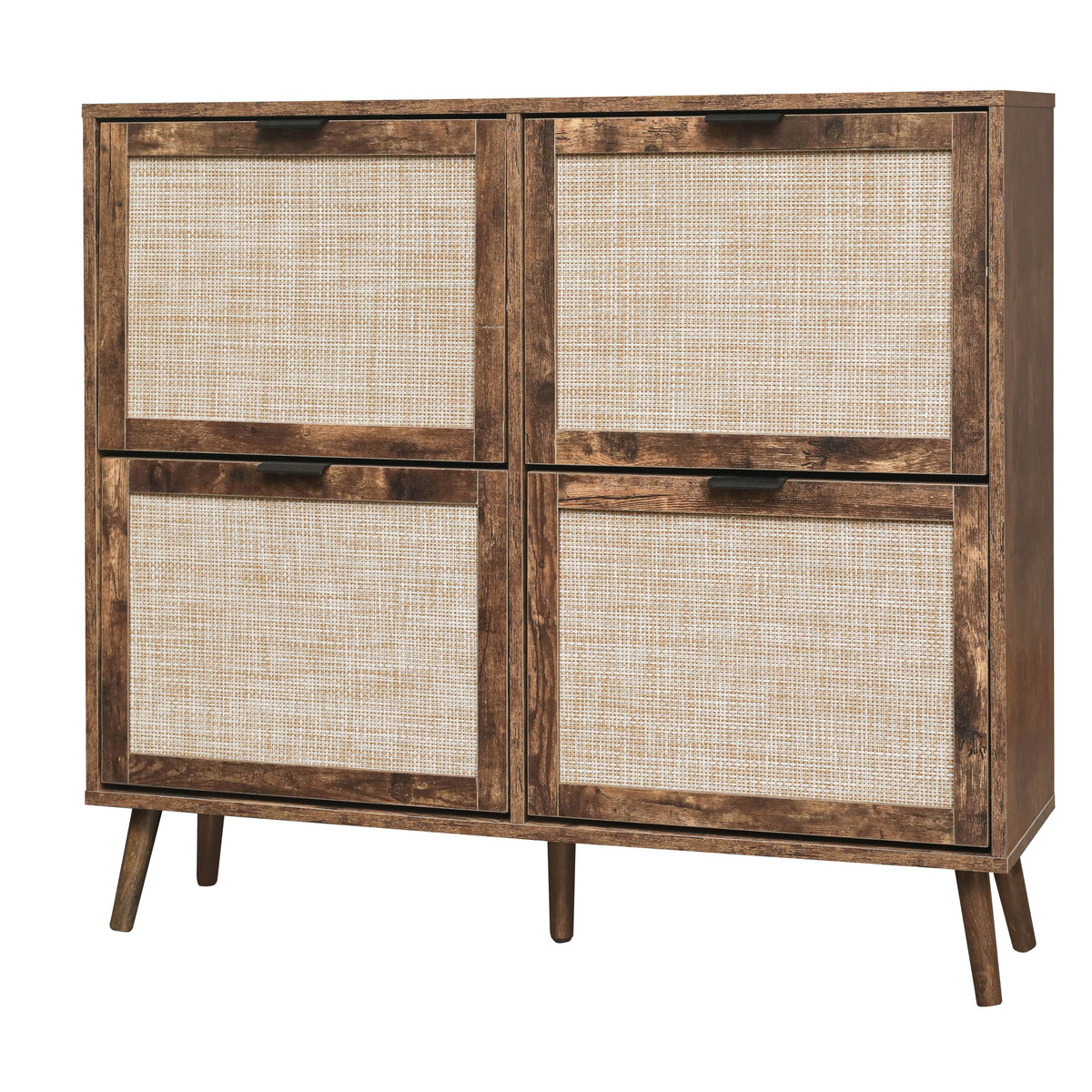 Entryway Shoe Rack Cabinet with Hidden Rustic Storage