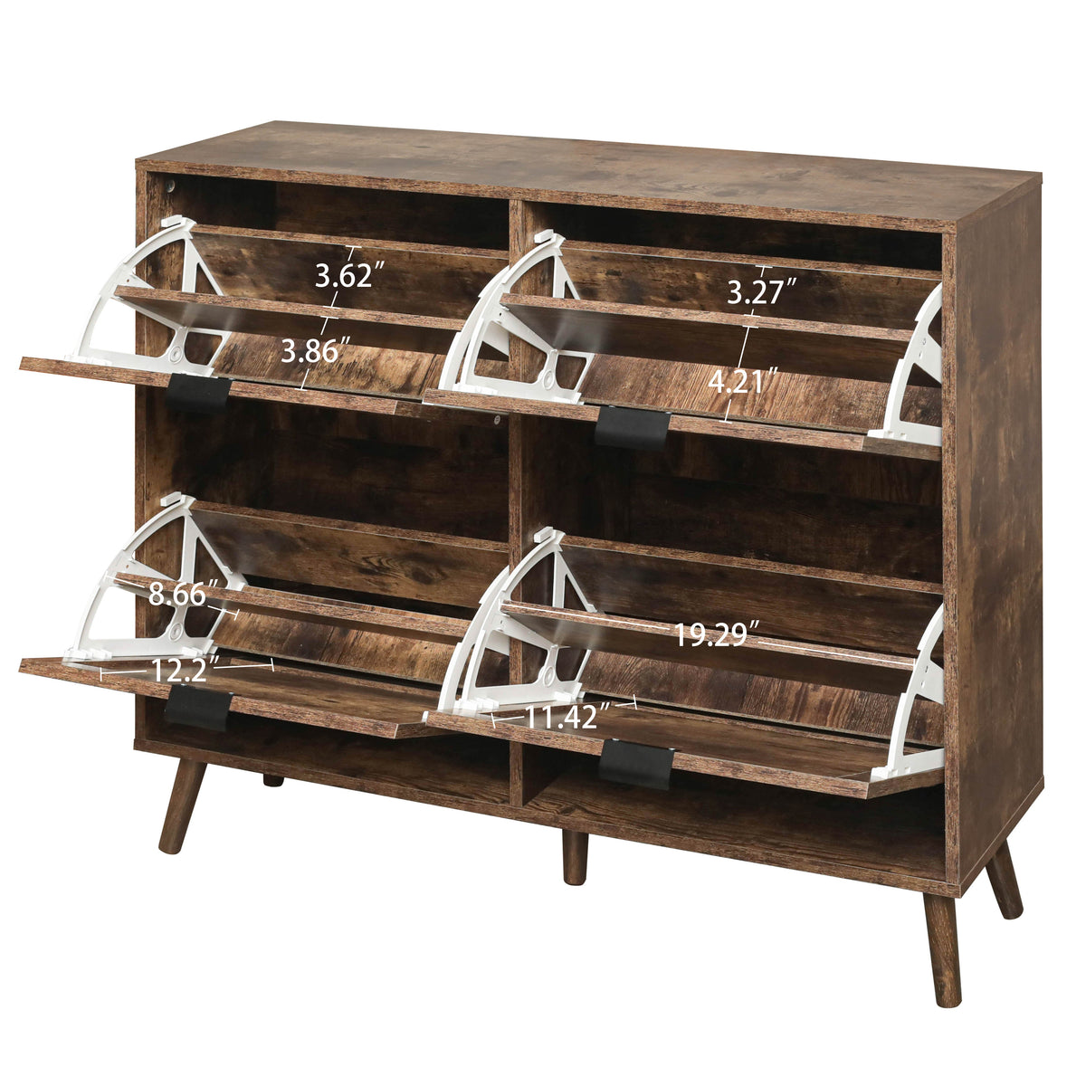 Entryway Shoe Rack Cabinet with Hidden Rustic Storage