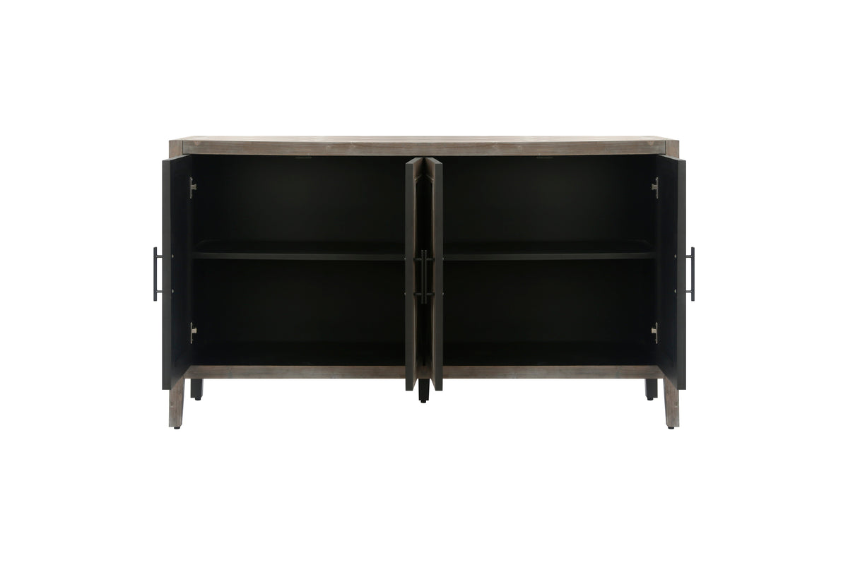 Farmhouse Wood Sideboard with X-Lattice Doors for Storage