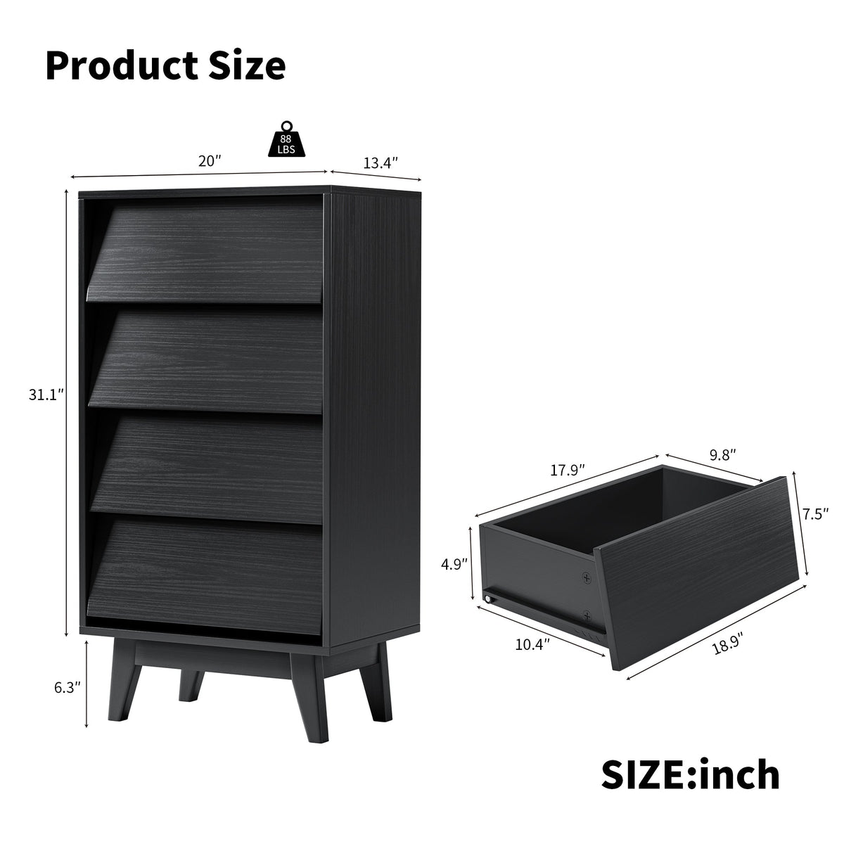 4-Drawer Dresser with Bevelled Vintage-Style Fronts