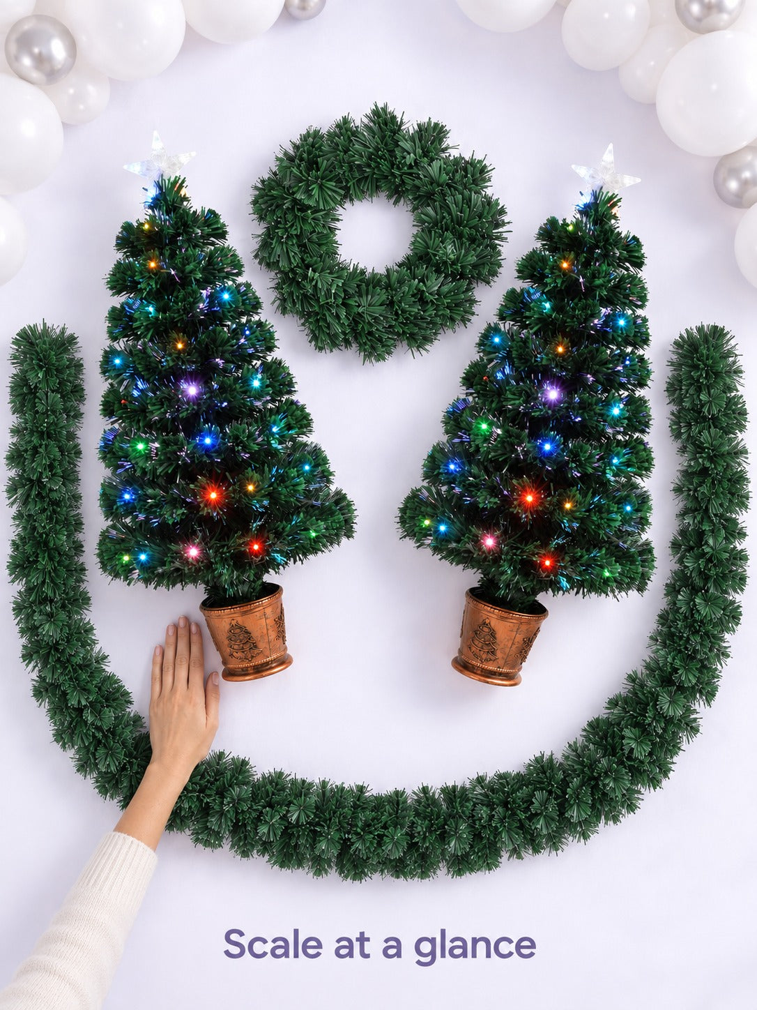 4-Piece Fiber Optic Christmas Tree Set with LED Lights