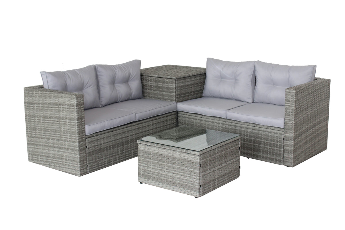 Wicker Patio Sectional Sofa Set with Hidden Storage