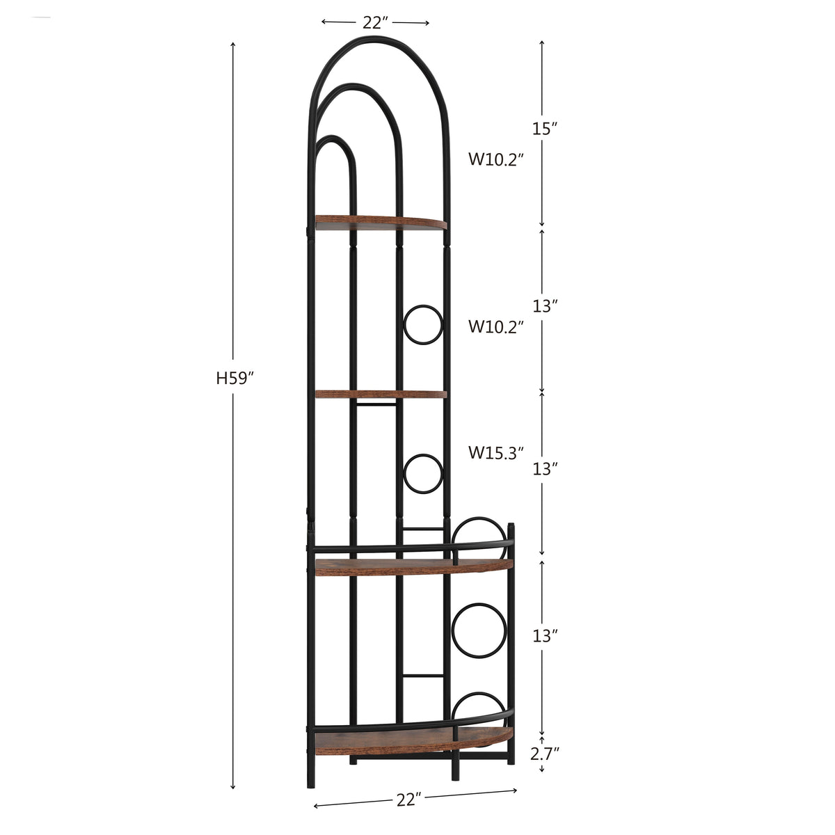 Corner Bookshelf with Plant Stand, 4-Tier Metal Frame