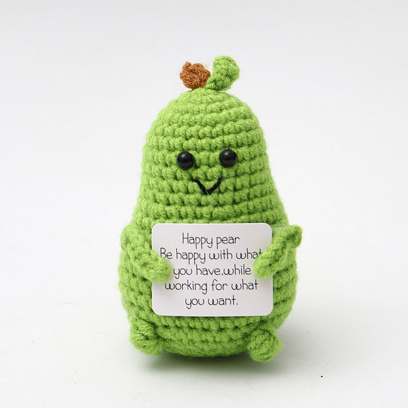 Crocheted Encouragement Doll for Cheerful Desk Decor