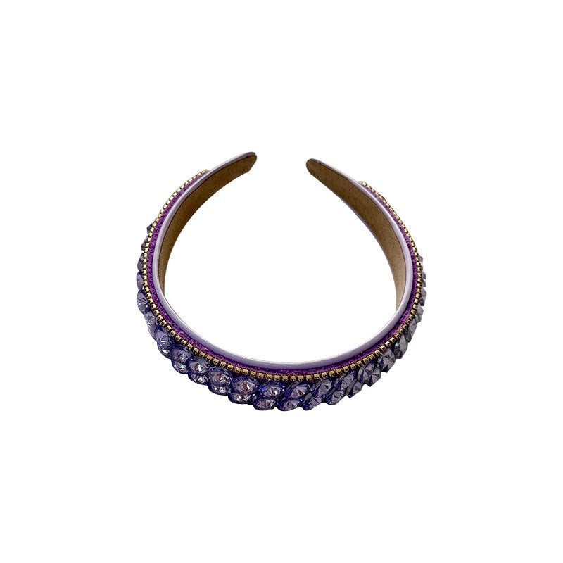 Purple Rhinestone Headband for Glamorous, Polished Style