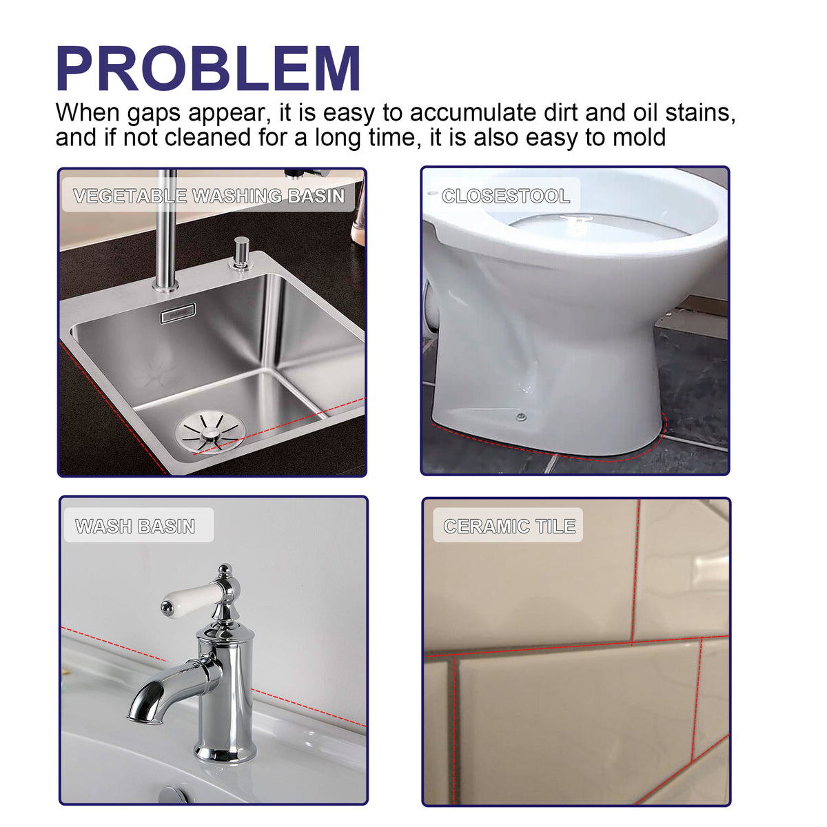 Tile Gap Filler for Waterproof, Mildew-Resistant Repair