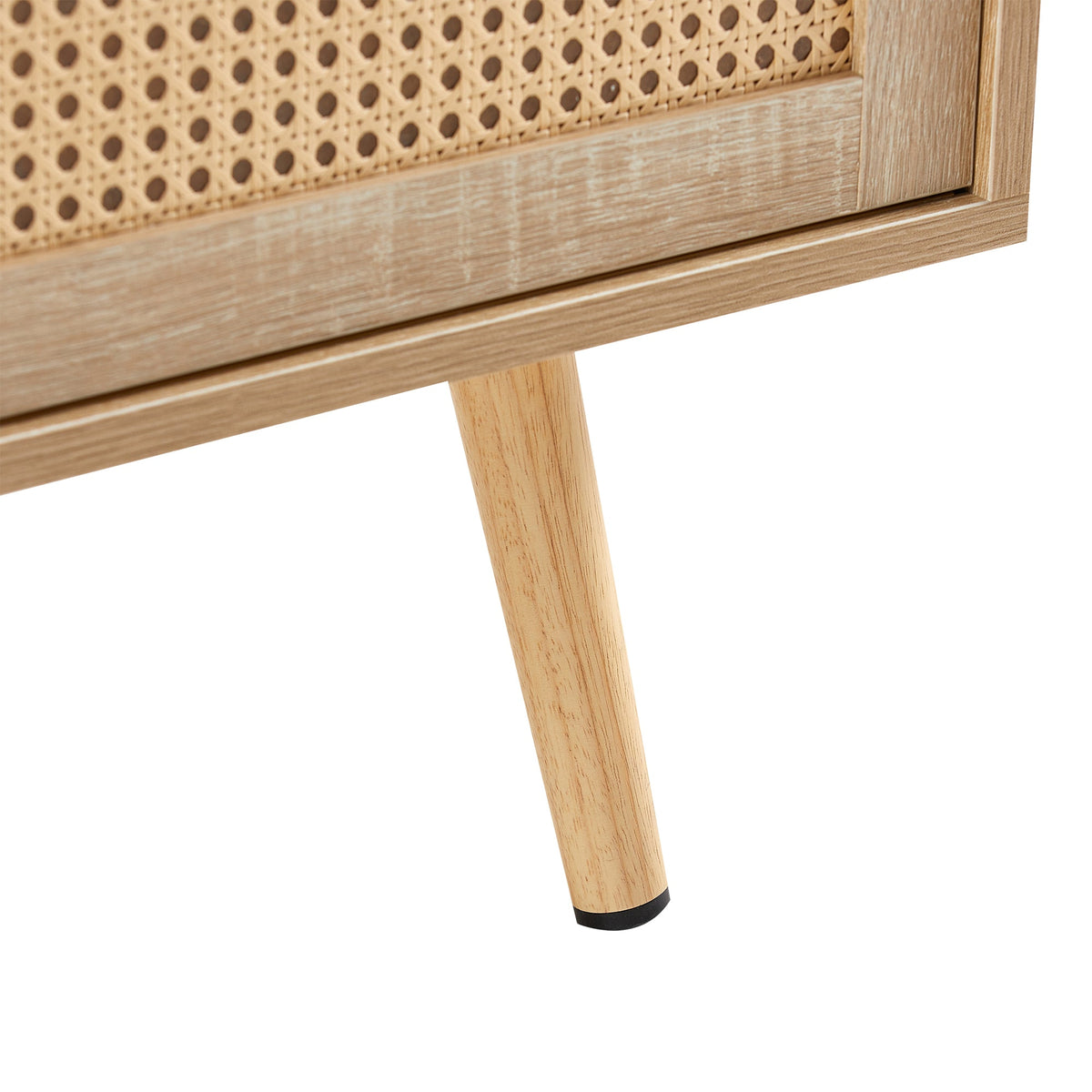 Rattan-Style Coffee Table with Sliding Door Storage