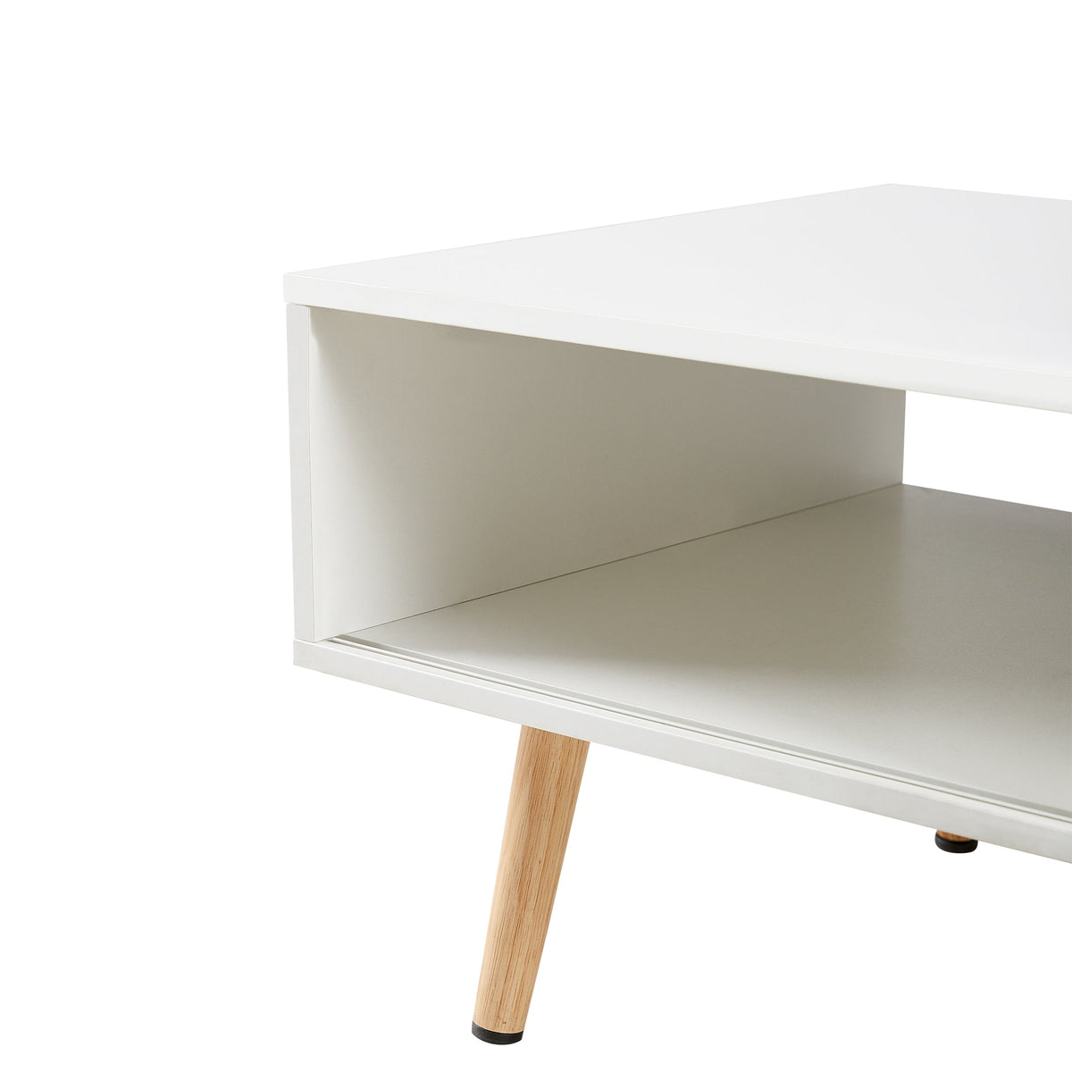Rattan-Look Coffee Table with Sliding Door Storage