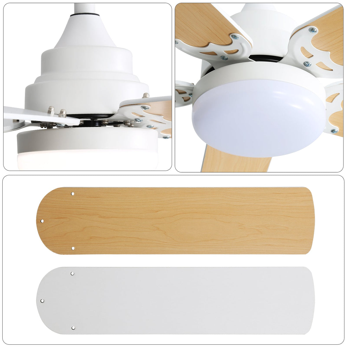 42 Inch Modern Ceiling Fan with Dimmable LED Light