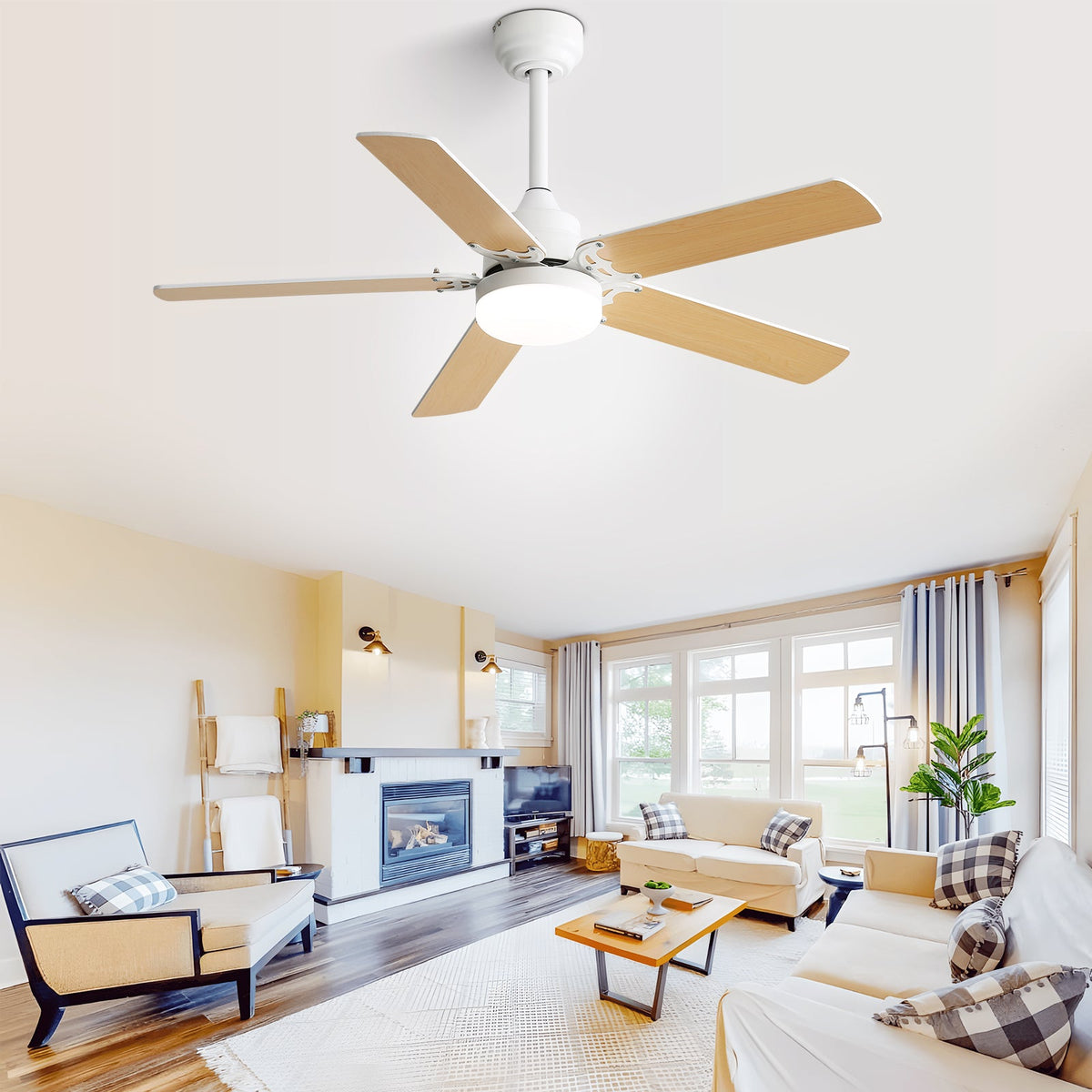 42 Inch Modern Ceiling Fan with Dimmable LED Light