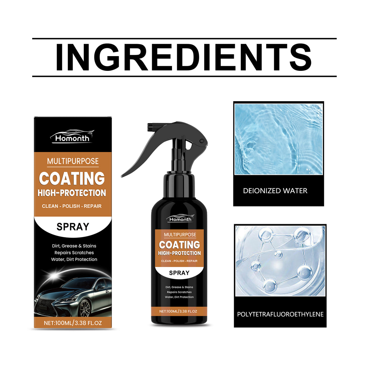 Automotive Coating Spray for Clean, Glossy Protection