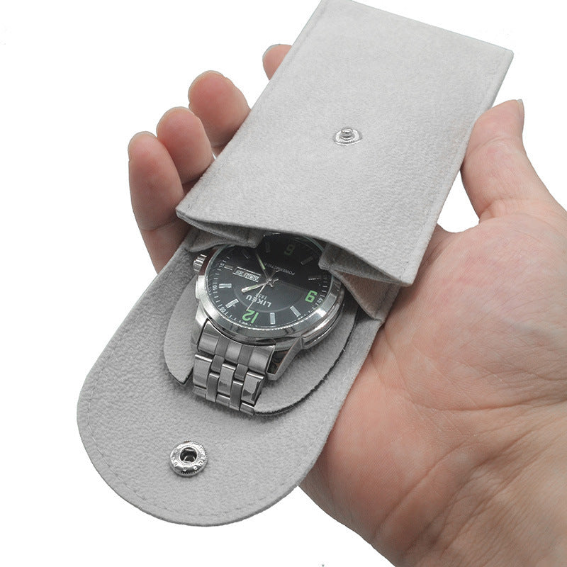 Velvet Watch Pouch with Snap Button, Scratch-Resistant