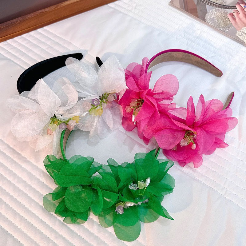 Handmade Crystal Flower Headband for Romantic Style