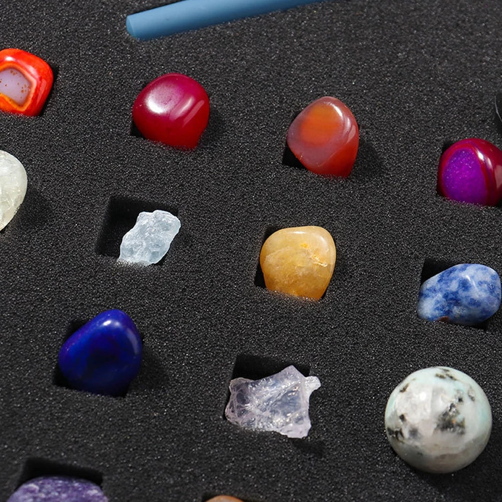 43-Piece Natural Mineral Specimen Collection Display Box
