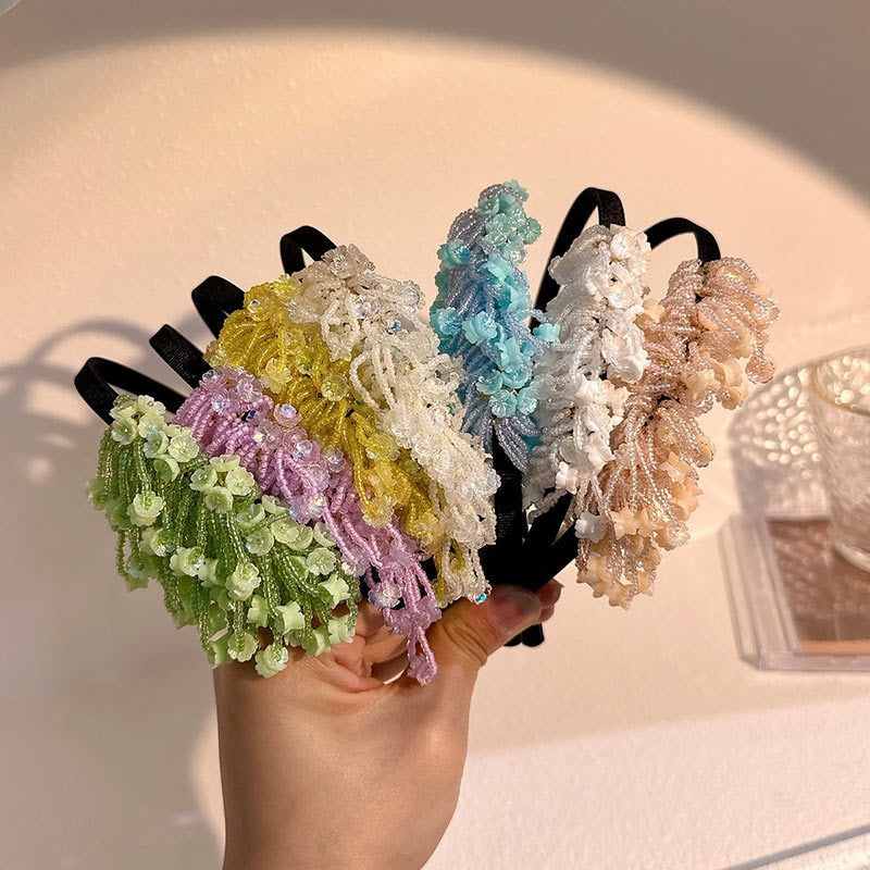 Handmade Beaded Tassel Hair Hoop for Romantic Styles