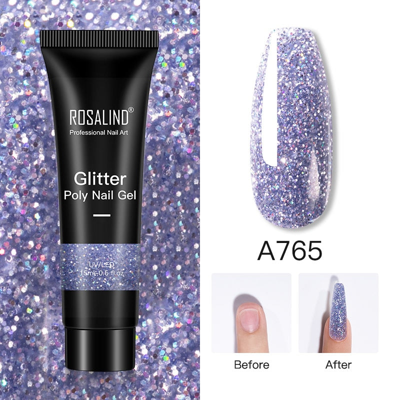 Glitter Poly Nail Gel Extensions for Salon-Style Sparkle