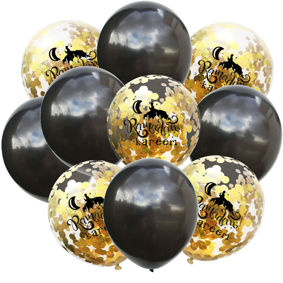 Ramadan Kareem Balloon Set With Confetti Sparkle Decor