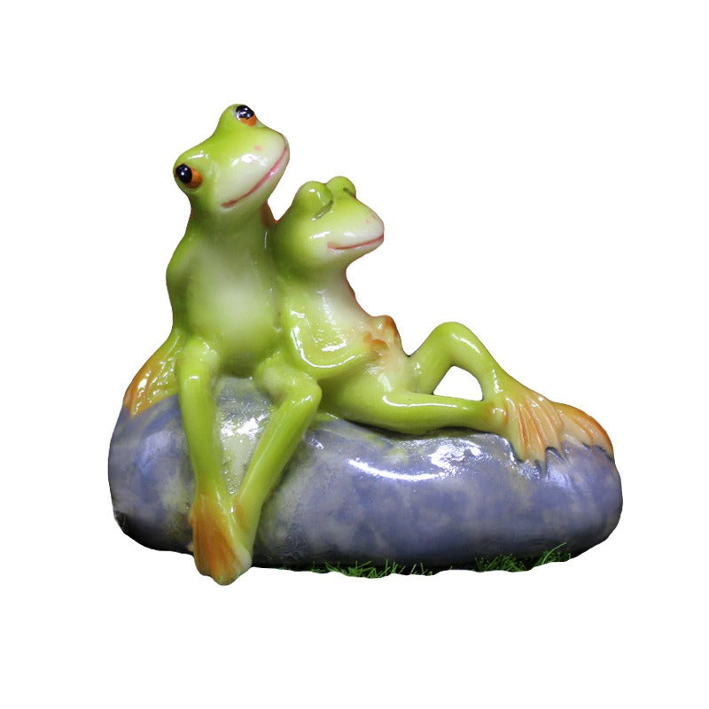 Miniature Frog Couple Figurine for Fairy Garden Decor