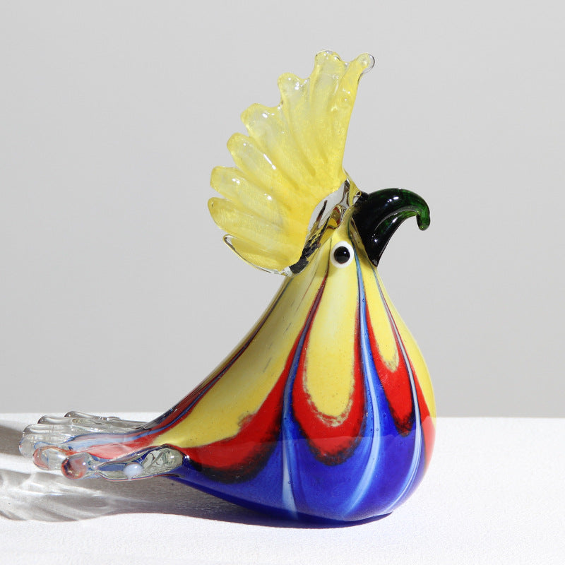 Hand-Blown Glass Bird Figurine for Colorful Displays