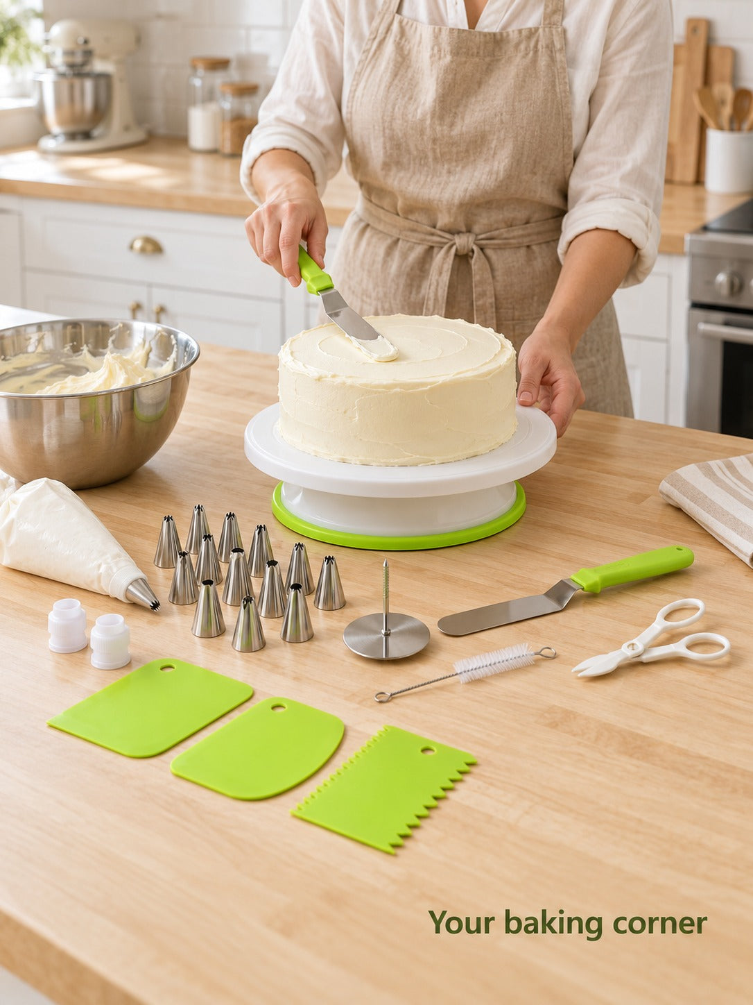 46-Piece Cake Decorating Kit with Turntable & Tips