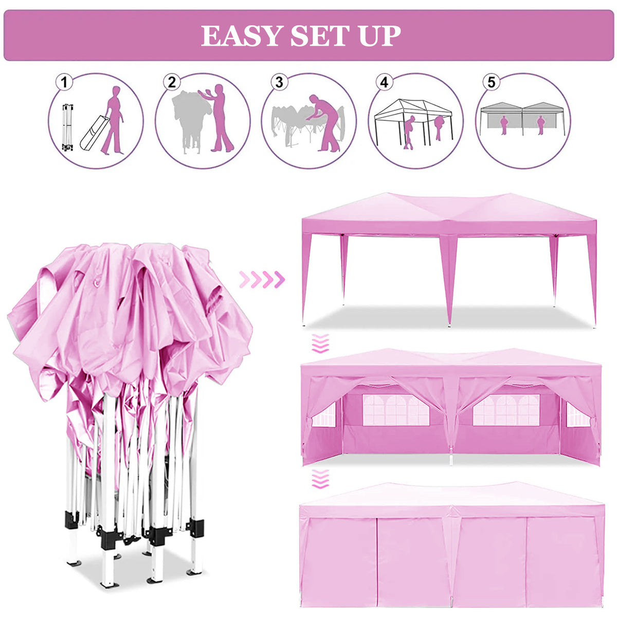 10x20 Pop-Up Canopy with UPF 50+ Sun Shade & Walls