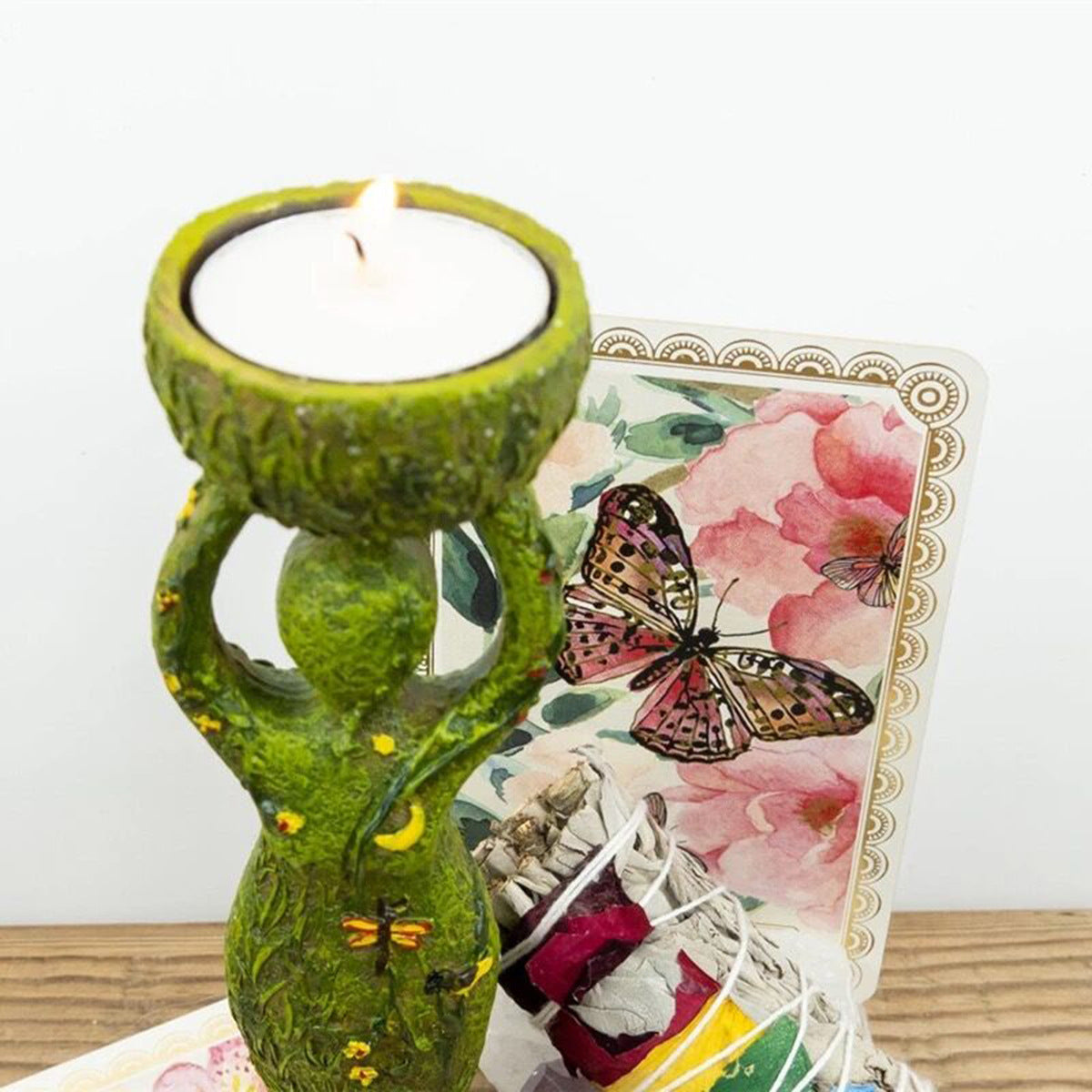 Resin Goddess Garden Statue with Tea Light Bowl Decor