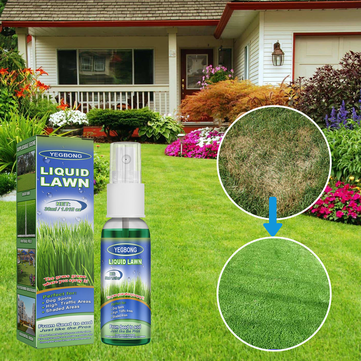 Lawn Grass Growth Spray for Targeted Lawn Patch Repair