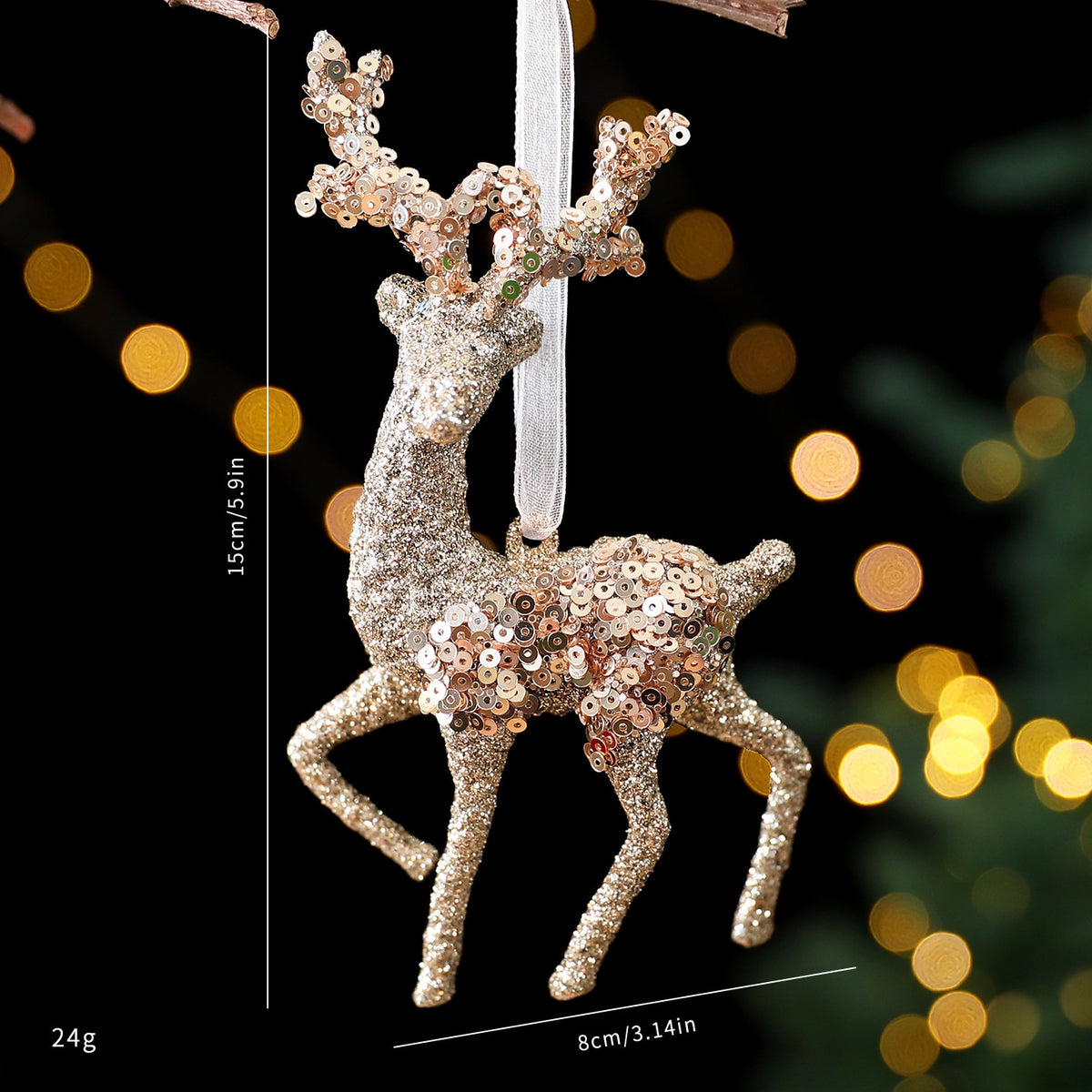 Christmas Tree Ornaments Champagne Gold Sparkling Decor