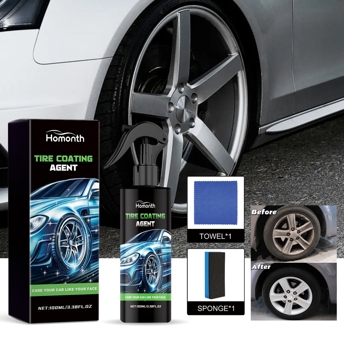 Tire Coating Agent for Darker, Cleaner-Looking Tires