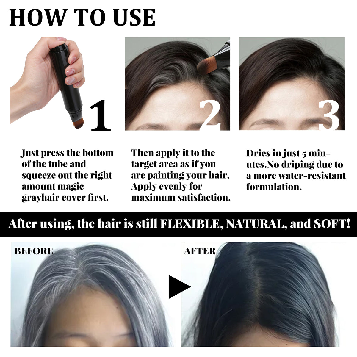 Gray Root Cover Stick – Quick Brush-On Hair Color