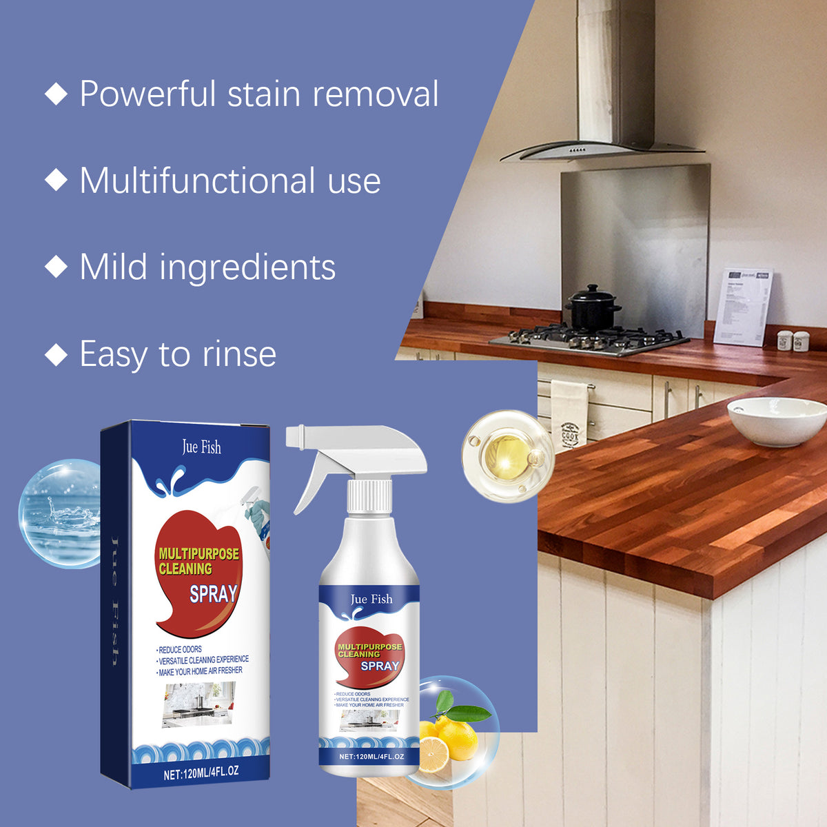 Multipurpose Cleaning Spray for Kitchen Grease & Stains