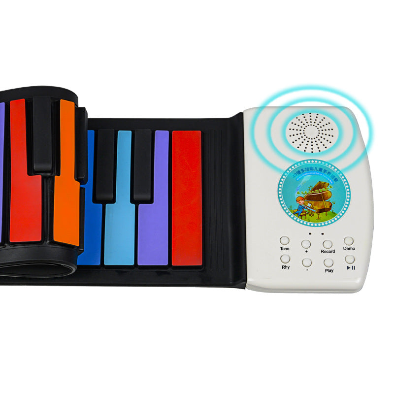 49-Key Rainbow Roll-Up Piano for Kids, Waterproof Silicone