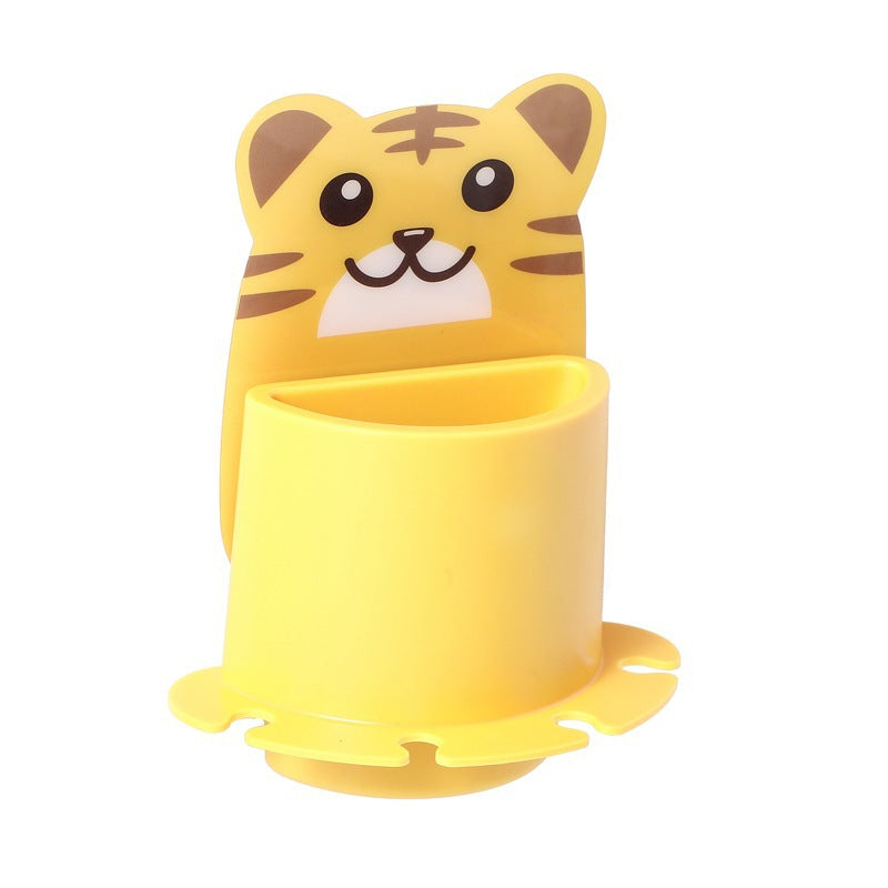 Cartoon Animal Toothbrush Holder Wall Mount, No Drilling