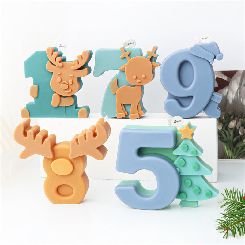 Silicone Christmas Number Candle Molds for DIY Decor