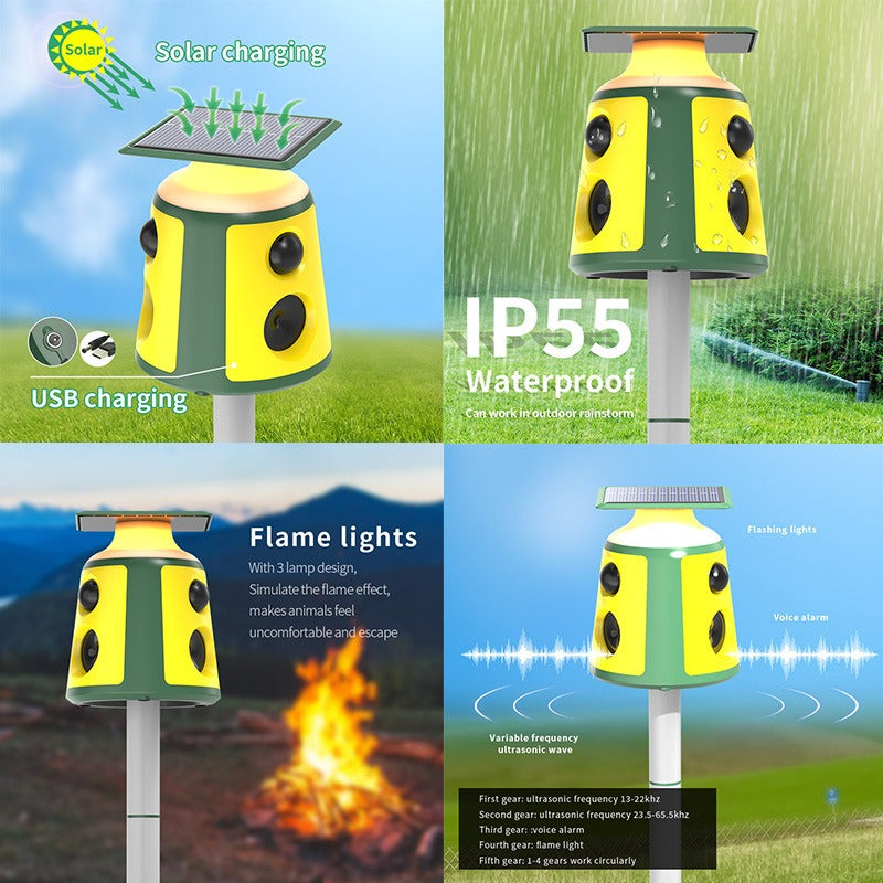 Solar Ultrasonic Animal Repeller for Garden and Yard